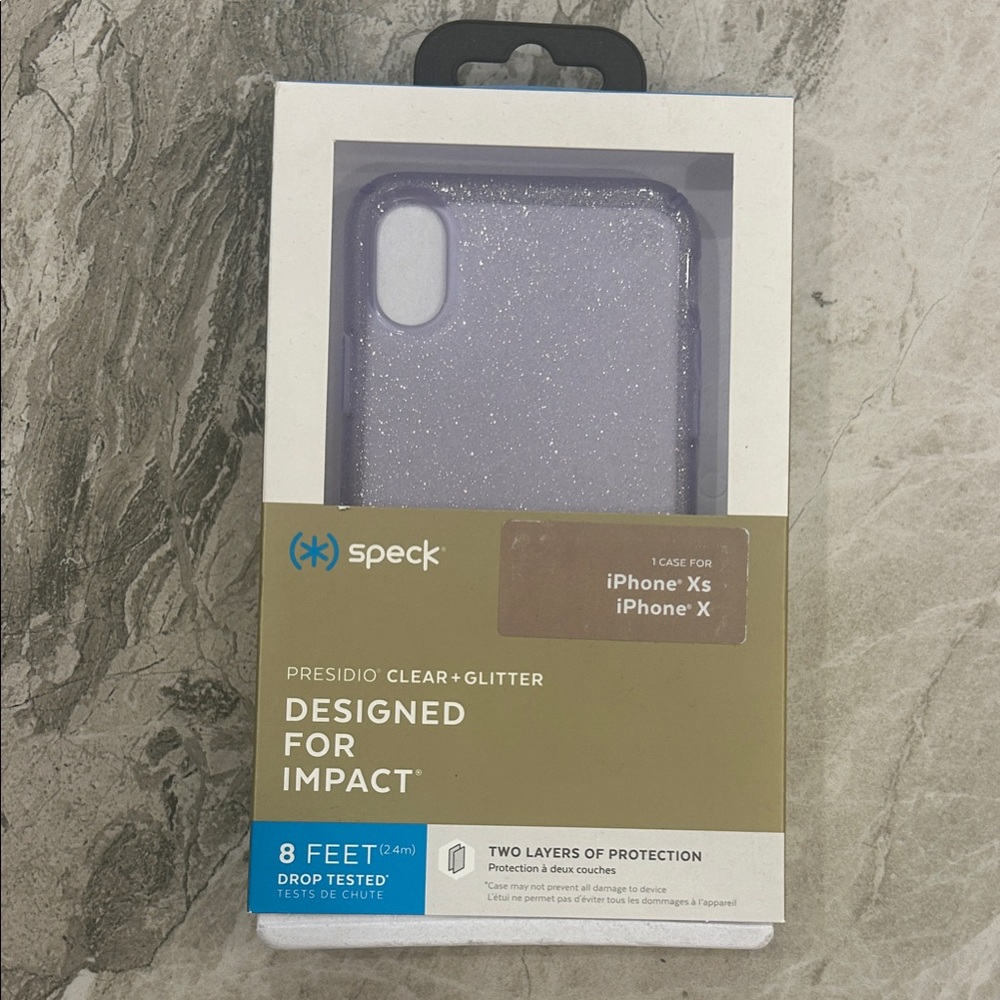 Speck Presidio Clear Glitter Case for iPhone X/Xs - Sparkling lilac